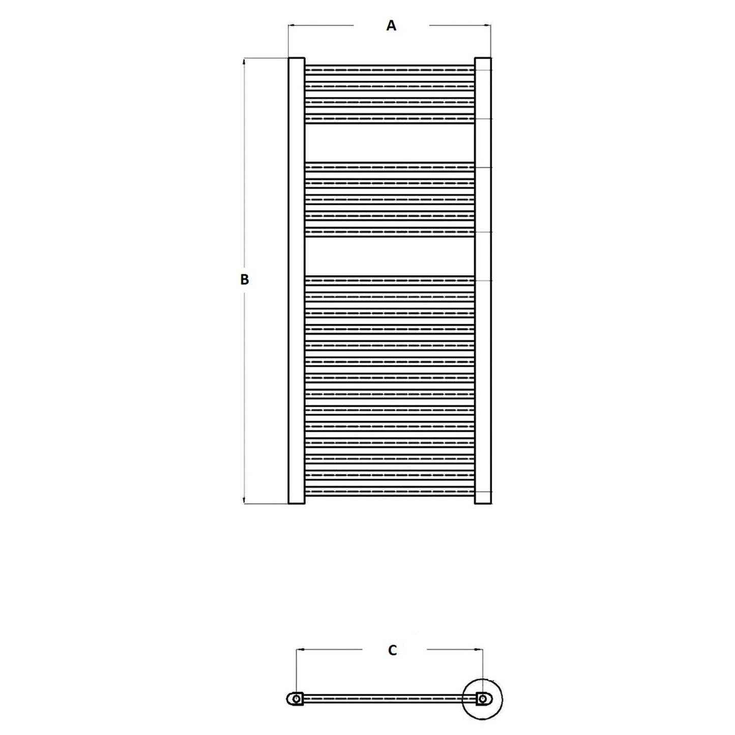 Fairford 600mm x 800mm Straight Chrome Towel Rail