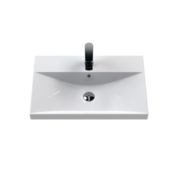 Fairford Aspri 600mm Satin Green Wall Hung Vanity Unit, Thin Rimmed 40mm Basin