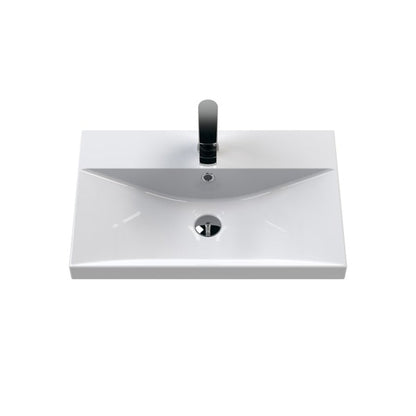 Fairford Aspri 600mm Satin Green Wall Hung Vanity Unit, Thin Rimmed 40mm Basin