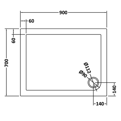 Rivato Slate Grey Rectangular Shower Tray, Corner Waste-900mm x 700mm