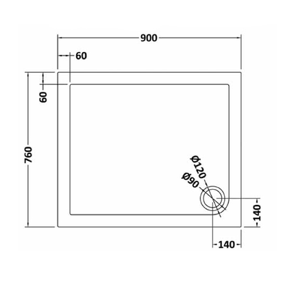 Rivato Slate Grey Rectangular Shower Tray, Corner Waste-900mm x 760mm
