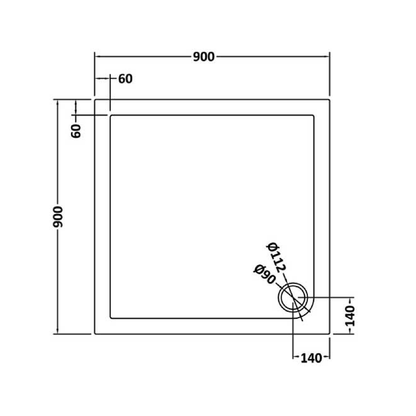 Rivato Slate Grey Square Shower Tray, Corner Waste-900mm x 900mm