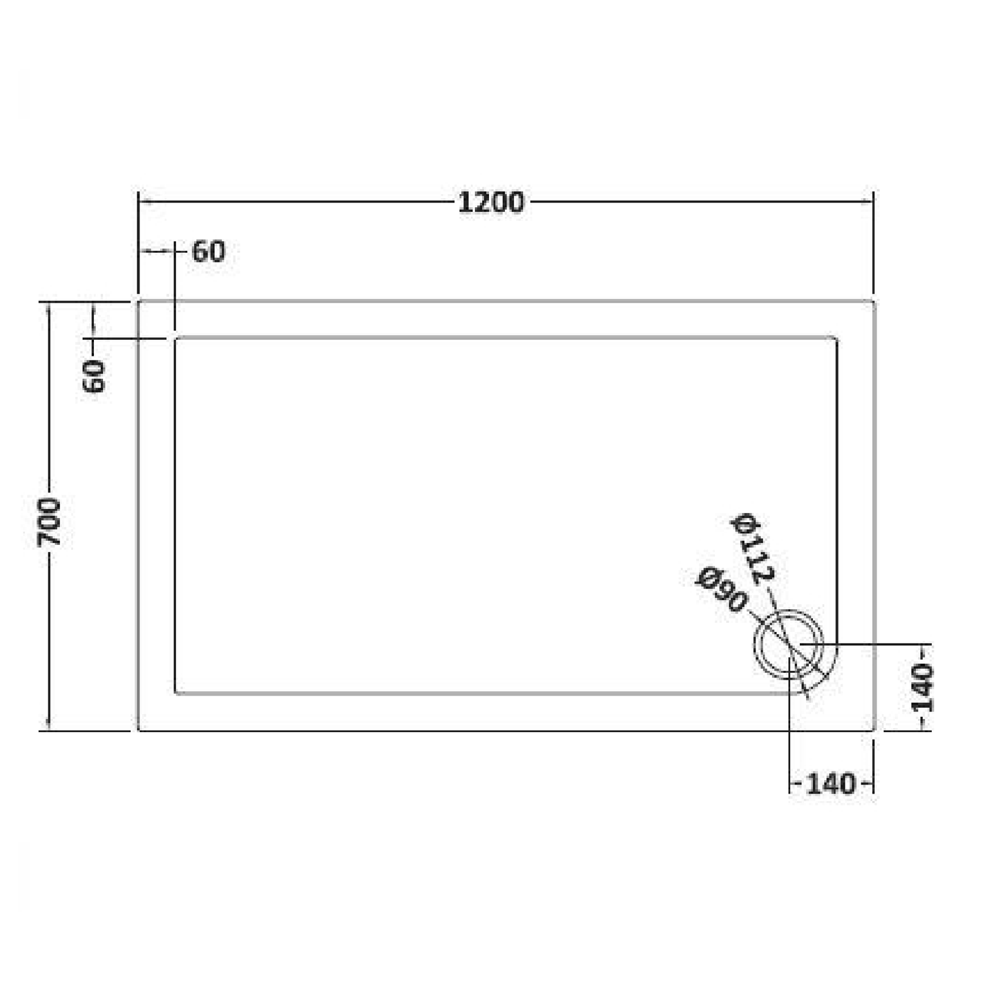 Rivato Slate Grey Rectangular Shower Tray, Corner Waste-1000mm x 700mm