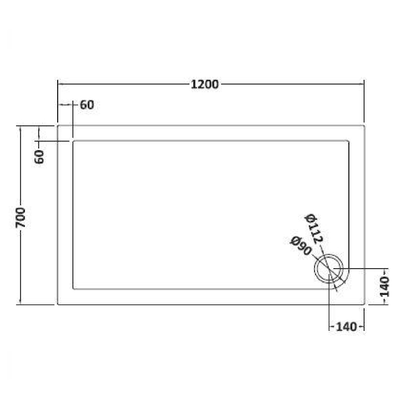 Rivato Slate Grey Rectangular Shower Tray, Corner Waste-1000mm x 700mm