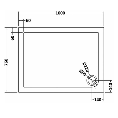 Rivato Slate Grey Rectangular Shower Tray, Corner Waste-1000mm x 760mm