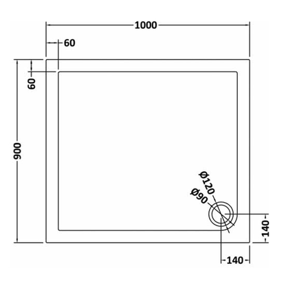 Rivato Slate Grey Rectangular Shower Tray, Corner Waste-1000mm x 900mm