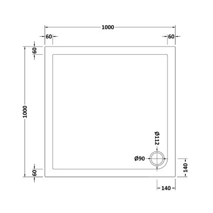 Rivato Slate Grey Square Shower Tray, Corner Waste-1000mm x 1000mm