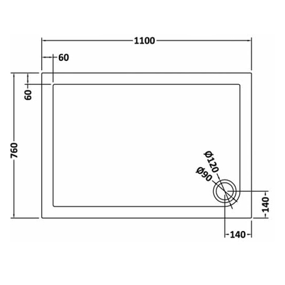 Rivato Slate Grey Rectangular Shower Tray, Corner Waste-1100mm x 760mm
