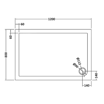 Rivato Slate Grey Rectangular Shower Tray, Corner Waste-1200mm x 800mm