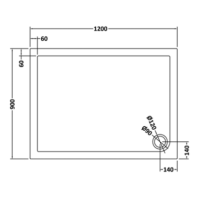 Rivato Slate Grey Rectangular Shower Tray, Corner Waste-1200mm x 900mm