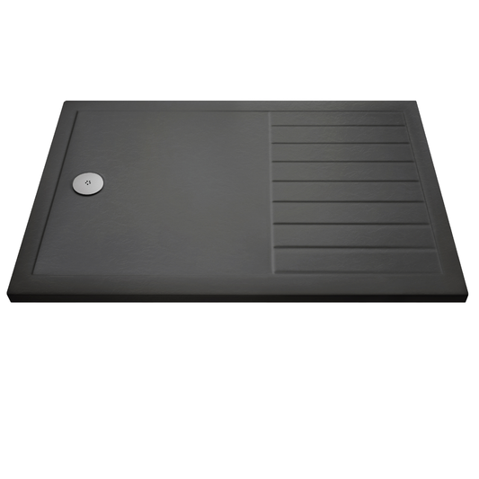 Rivato Slate Grey Walk In Shower Tray, End Waste-1400mm x 800mm