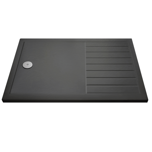 Rivato Slate Grey Walk In Shower Tray, End Waste-1700mm x 800mm