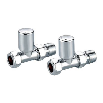 Fairford Designer Straight Towel Rail Valves Pair - Chrome