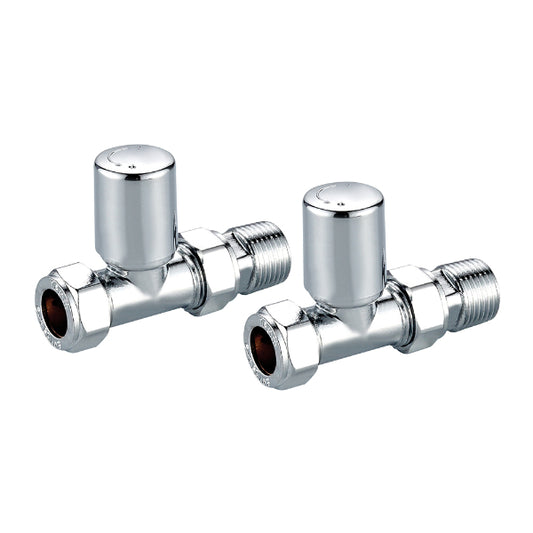 Fairford Designer Straight Towel Rail Valves Pair - Chrome