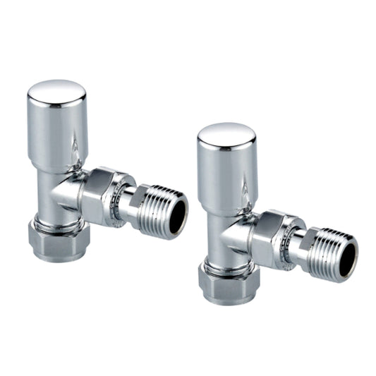 Fairford Designer Angled Towel Rail Valves Pair - Chrome