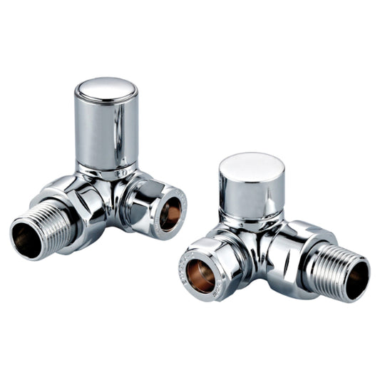 Fairford Designer Corner Towel Rail Valves Pair - Chrome