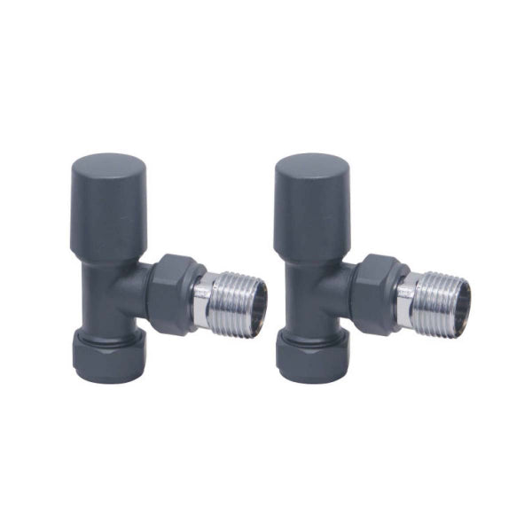 Fairford Designer Angled Towel Rail Valves Pair - Anthracite