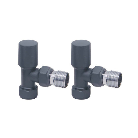 Fairford Designer Angled Towel Rail Valves Pair - Anthracite