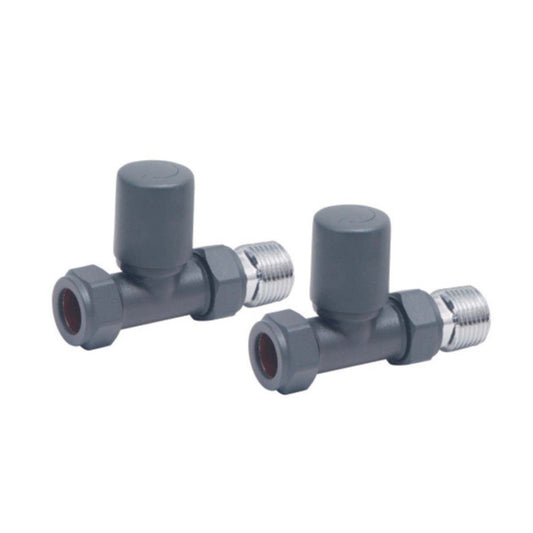 Fairford Designer Straight Towel Rail Valves Pair - Anthracite