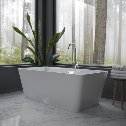 Rivato Turin 1600mm x 800mm x 580mm Gloss White Freestanding Shower Bath