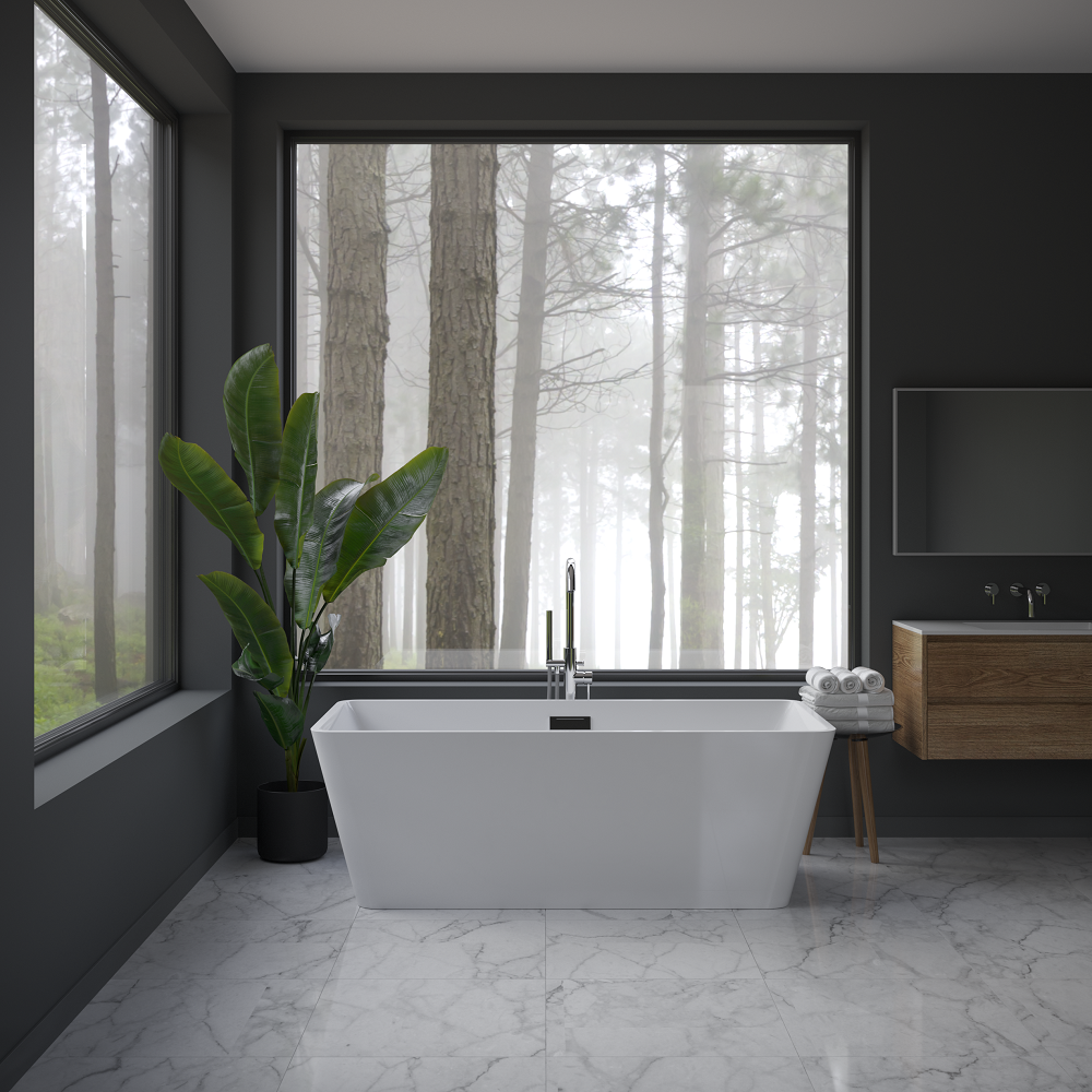 Rivato Turin 1500mm x 750mm x 580mm Gloss White Freestanding Shower Bath