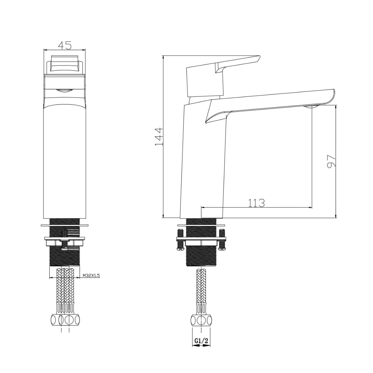 Fairford Icon1 Basin Mixer with Push Button Waste