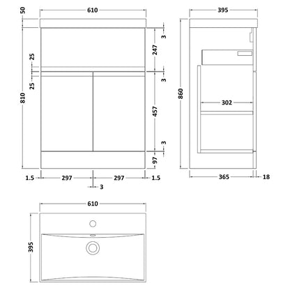 Fairford Finesse 600mm Satin White Floor Standing Vanity Unit, with Top Drawer