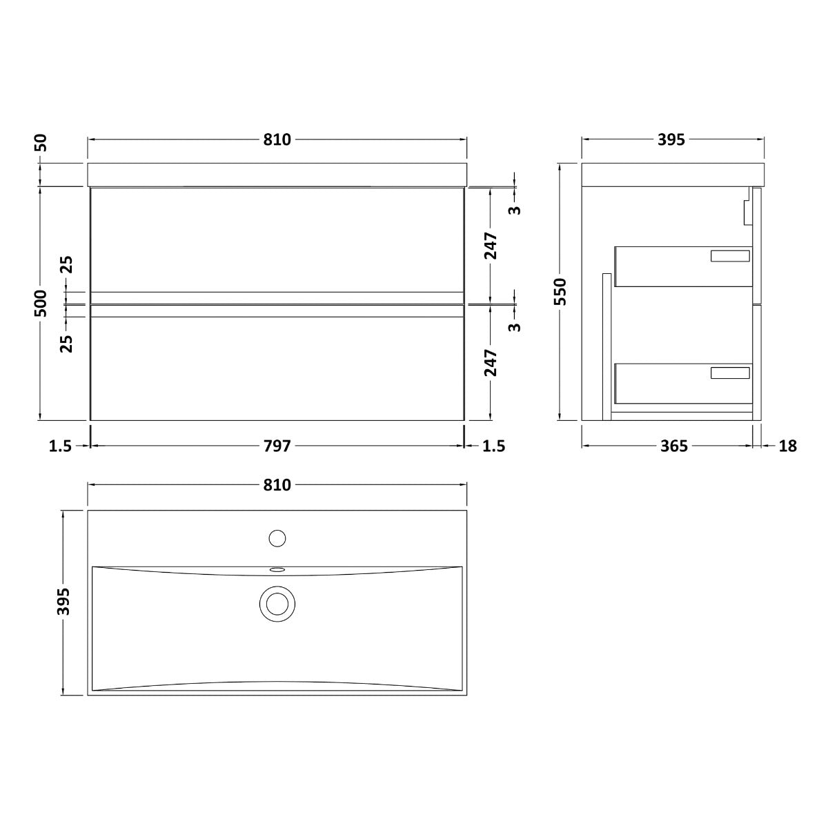 Fairford Finesse 800mm Satin White Wall Hung Vanity Unit