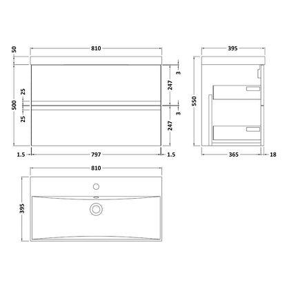 Fairford Finesse 800mm Satin White Wall Hung Vanity Unit