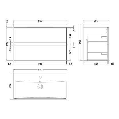 Fairford Finesse 800mm Satin Grey Wall Hung Vanity Unit