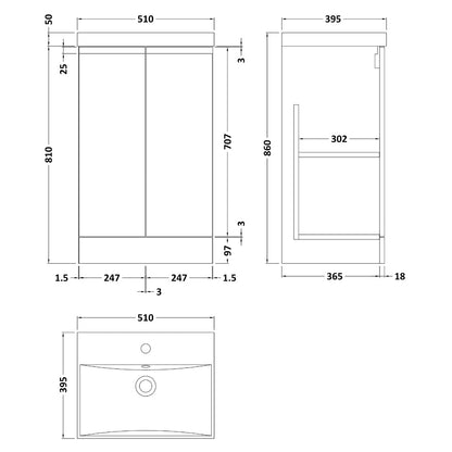 Fairford Finesse 500mm Satin Grey Floor Standing Vanity Unit