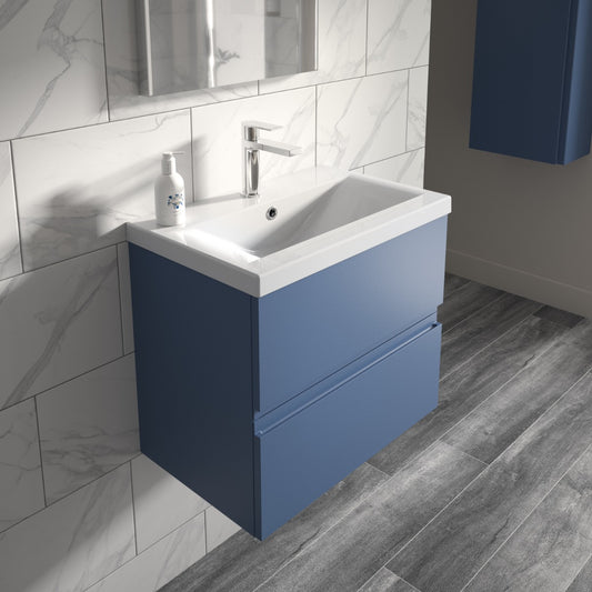 Fairford Finesse 500mm Satin Blue Wall Hung Vanity Unit
