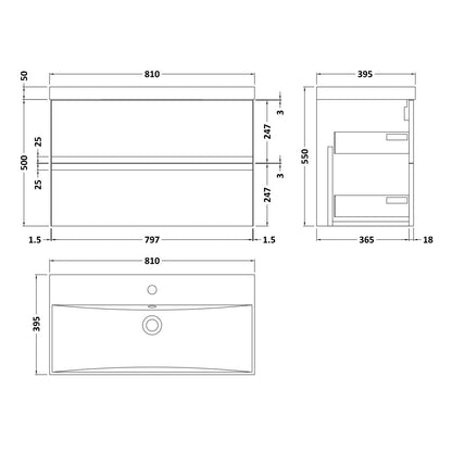 Fairford Finesse 800mm Satin Blue Wall Hung Vanity Unit