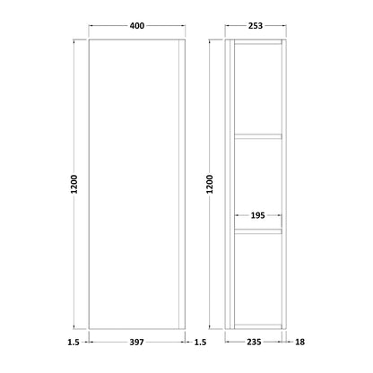 Fairford Finesse 400mm Satin Blue Tall Cupboard
