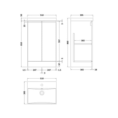 Fairford Finesse 500mm Satin Green F/S 2-Door Vanity Unit