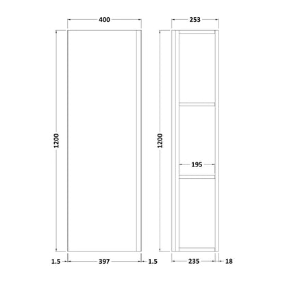 Fairford Finesse 400 x 1200mm Satin Green Tall Unit