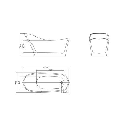 Rivato Verona 1700mm x 720mm x 820mm Gloss White Freestanding Shower Bath