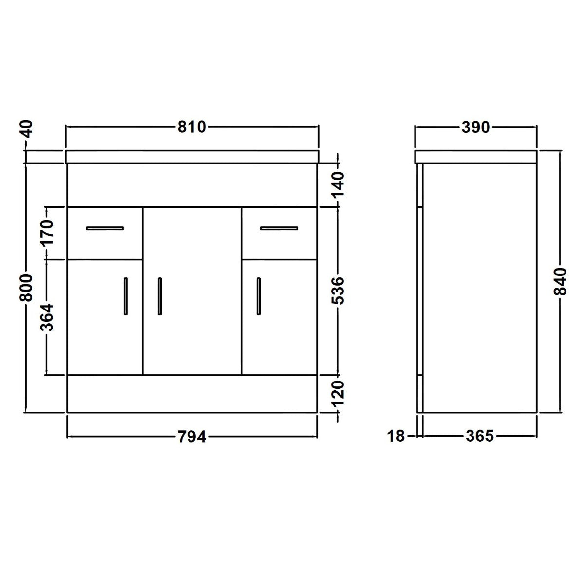 Fairford Kingsly Gloss White 800mm Floor Standing Vanity Unit