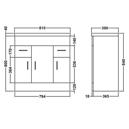 Fairford Kingsly Gloss White 800mm Floor Standing Vanity Unit