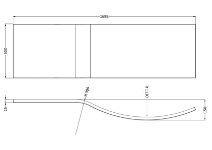 Fairford Acrylic B Shape Side Panel, 1700mm