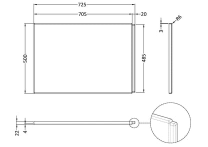 Fairford Acrylic B Shape End Panel, 750mm