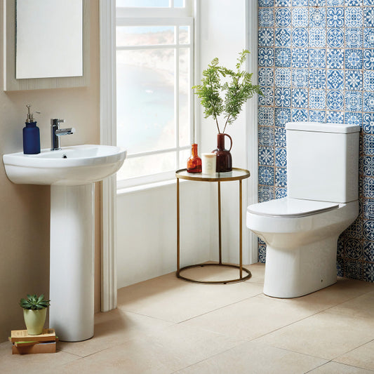 Fairford Relay Open Backed Close Coupled Toilet with Soft Close Seat