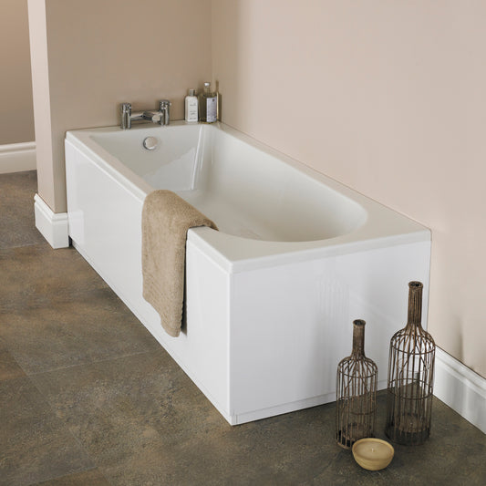Fairford MDF White Straight Side Panel with Plinth, 1800mm