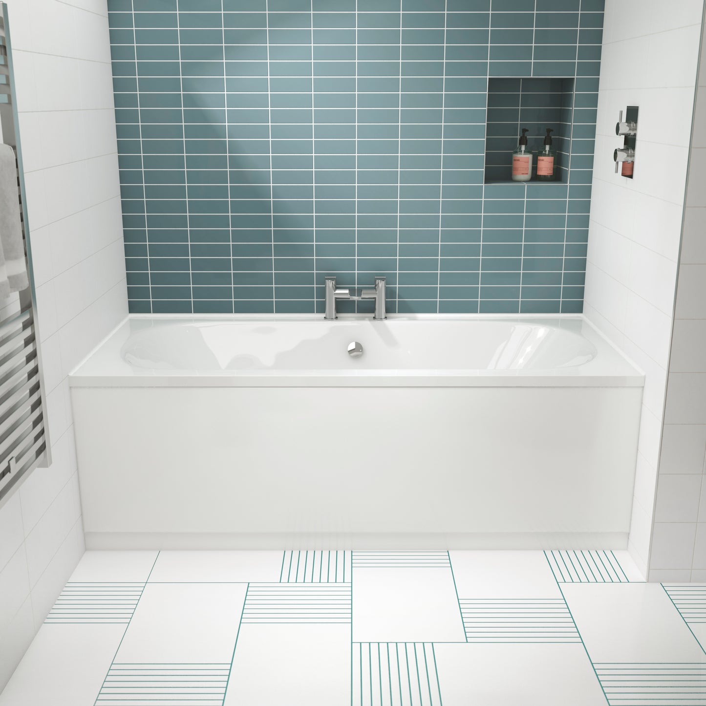 Fairford MDF White Straight Side Panel with Plinth, 1800mm