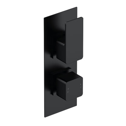 Fairford Una Grace Matt Black Square Concealed Twin Shower Valve, 1 Outlet