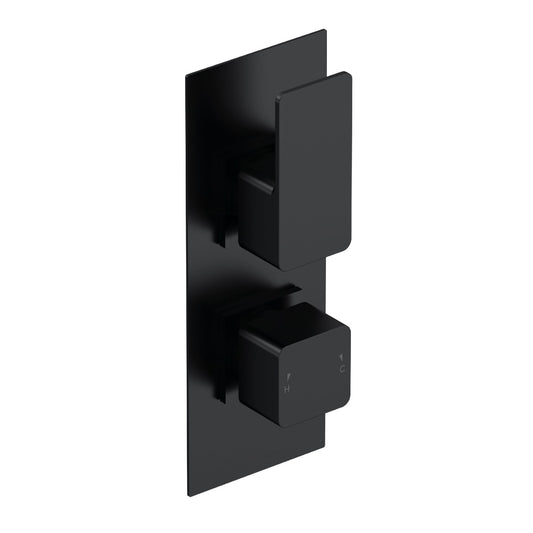 Fairford Una Grace Matt Black Square Concealed Twin Shower Valve, 1 Outlet