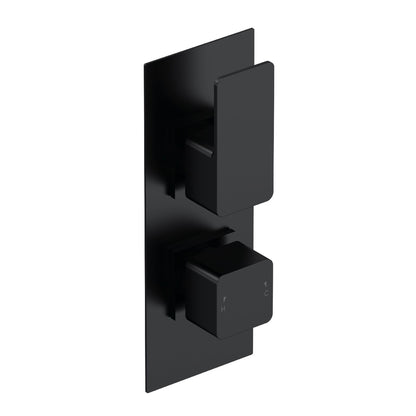 Fairford Una Grace Matt Black Square Concealed Twin Shower Valve with Diverter, 2 Outlet