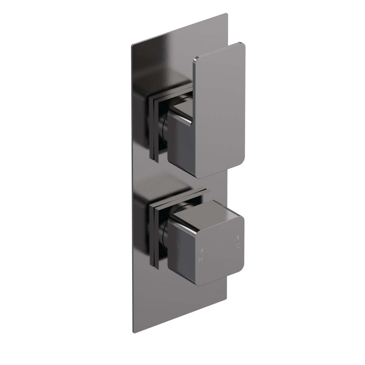 Fairford Una Grace Brushed Gun Metal Square Concealed Twin Shower Valve, 1 Outlet