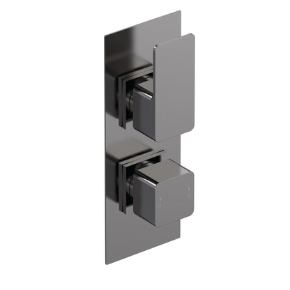 Fairford Una Grace Brushed Gun Metal Square Concealed Twin Shower Valve, 1 Outlet