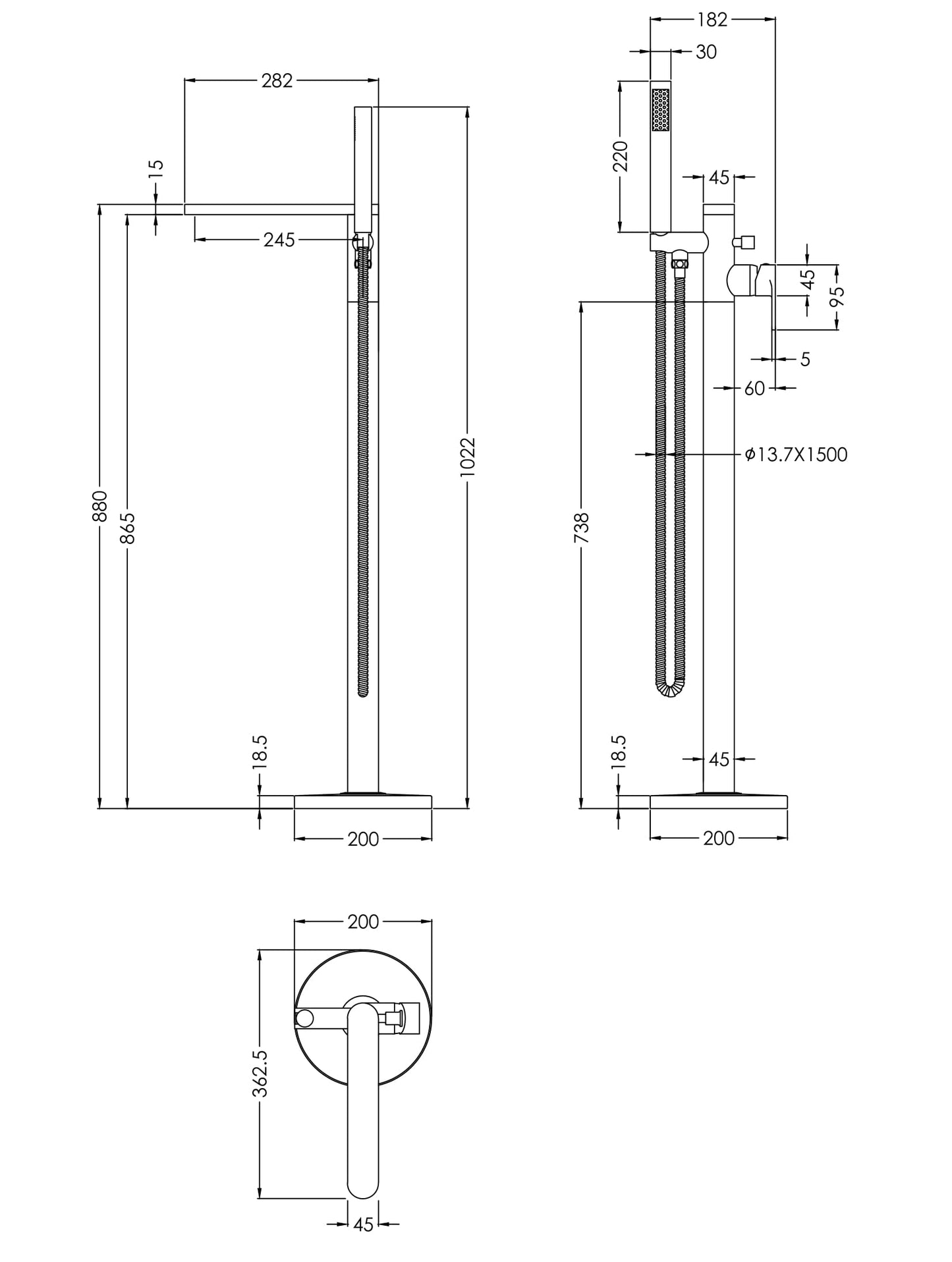 Fairford Una 2 Brushed Brass Freestanding Bath Shower Mixer